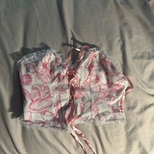 Floral Lace-Up Bustier Top